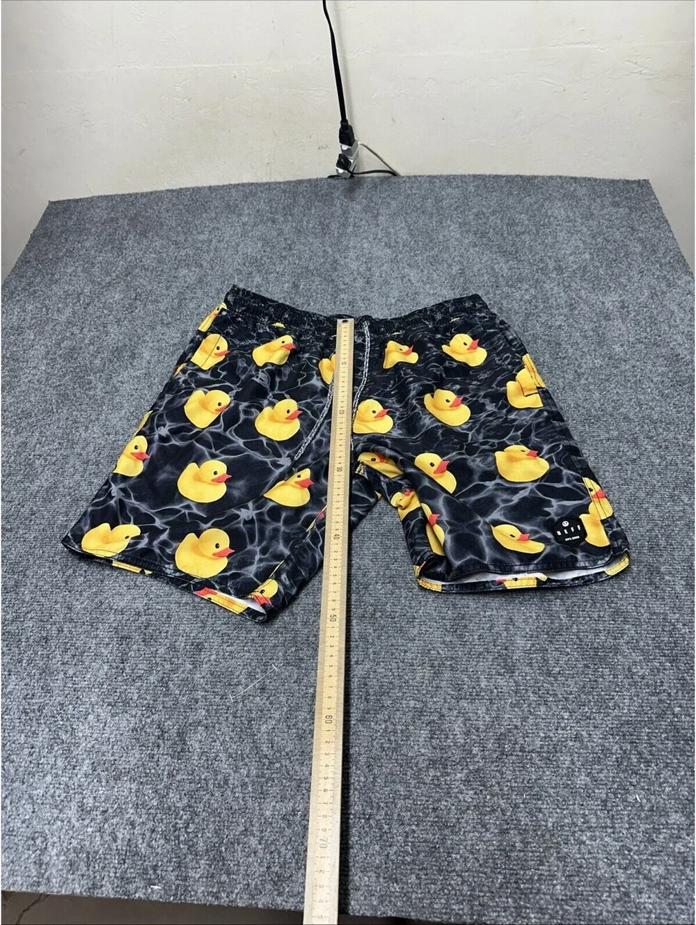 NEFF Swim Shorts Men Size L Black Rubber Duck Trunks Surf Skate